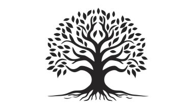 Ağaç vektör simgesi, logo. Beyaz arkaplanda doğa ağaçları vektör illüstrasyon logosu tasarımı.