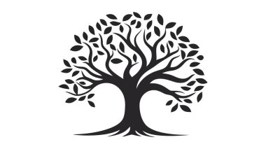 Ağaç vektör simgesi, logo. Beyaz arkaplanda doğa ağaçları vektör illüstrasyon logosu tasarımı.