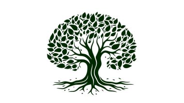 Ağaç vektör simgesi, logo. Beyaz arkaplanda doğa ağaçları vektör illüstrasyon logosu tasarımı.