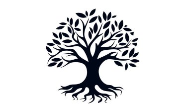 Ağaç vektör simgesi, logo. Beyaz arkaplanda doğa ağaçları vektör illüstrasyon logosu tasarımı.