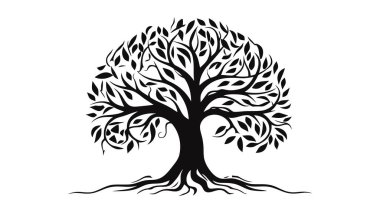 Ağaç vektör simgesi, logo. Beyaz arkaplanda doğa ağaçları vektör illüstrasyon logosu tasarımı.