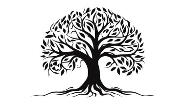 Ağaç vektör simgesi, logo. Beyaz arkaplanda doğa ağaçları vektör illüstrasyon logosu tasarımı.