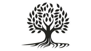 Ağaç vektör simgesi, logo. Beyaz arkaplanda doğa ağaçları vektör illüstrasyon logosu tasarımı.