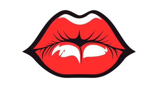 Lèvres Femelles Rouges Isolées Sur Fond Blanc Illustration Vectorielle — Image vectorielle