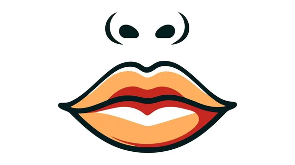 Bibir Merah Perempuan Terisolasi Pada Latar Belakang Putih Ilustrasi Vektor - Stok Vektor