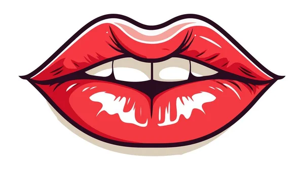 Rode Vrouwelijke Lippen Geïsoleerd Een Witte Achtergrond Vectorillustratie — Stockvector