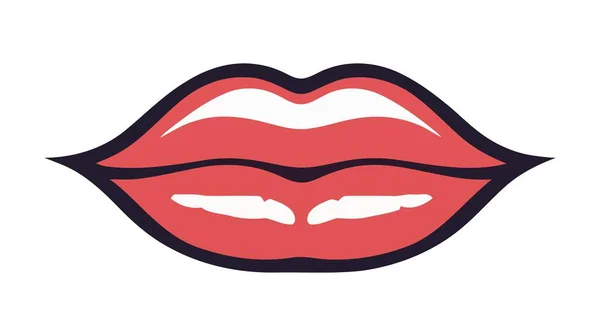 Κόκκινα Γυναικεία Χείλη Απομονωμένα Λευκό Φόντο Εικονογράφηση Διανύσματος — Διανυσματικό Αρχείο