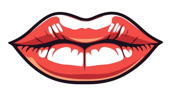 Lèvres Femelles Rouges Isolées Sur Fond Blanc Illustration Vectorielle — Image vectorielle