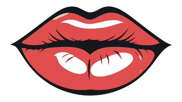 Rote Weibliche Lippen Isoliert Auf Weißem Hintergrund Vektorillustration — Stockvektor