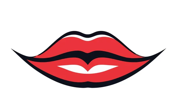 Lábios Femininos Vermelhos Isolados Fundo Branco Ilustração Vetorial — Vetor de Stock