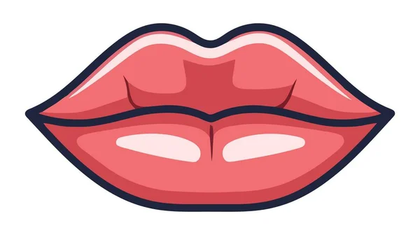 Rote Weibliche Lippen Isoliert Auf Weißem Hintergrund Vektorillustration — Stockvektor