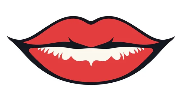 Lábios Femininos Vermelhos Isolados Fundo Branco Ilustração Vetorial —  Vetores de Stock