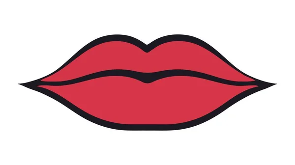 Lábios Femininos Vermelhos Isolados Fundo Branco Ilustração Vetorial — Vetor de Stock