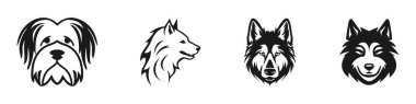 Şirin köpek koleksiyonu. Köpek logosu, ikon. Vektör illüstrasyonu beyaz arkaplanda izole edildi
