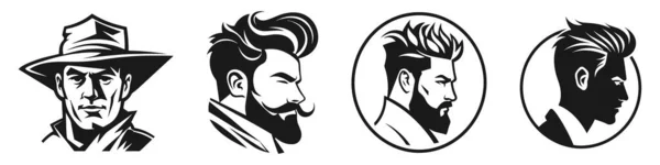 Logo Profilu Pięknego Mężczyzny Ikona Sylwetka Zarysu Wektora Białym Tle — Wektor stockowy
