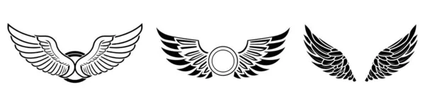 Ein Satz Flügel Symbole Flügelabzeichen Sammlung Flügel Abzeichen Vektorillustration — Stockvektor