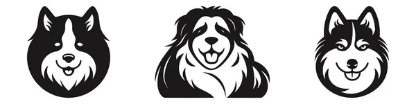 Sammlung Von Niedlichen Hunden Hundelogo Symbol Vektor Illustration Isoliert Auf — Stockvektor