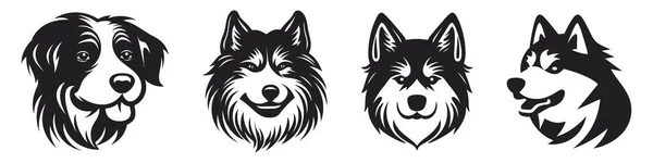 Коллекция Милых Собак Логотип Собаки Значок Векторная Иллюстрация Белом Фоне — стоковый вектор
