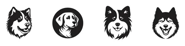 Sammlung Von Niedlichen Hunden Hundelogo Symbol Vektor Illustration Isoliert Auf — Stockvektor