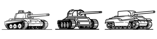 Panzersymbole Gesetzt Waffe Krieg Und Symbol Der Armee Isoliertes Vektorbild — Stockvektor