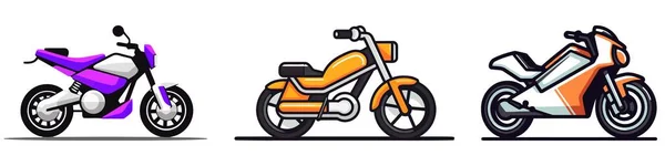 バイクセット オートバイやスクーター 白地にベクトルセット — ストックベクタ