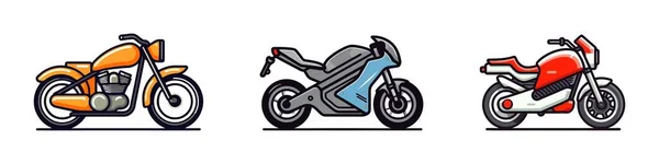 Motosiklet Seti Motosiklet Scooterlar Beyaz Arkaplanda Vektör Ayarlandı — Stok Vektör