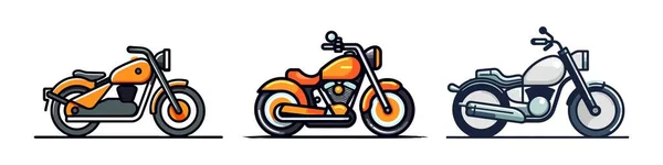 Motorsykkelsett Motorsykler Scootere Vektor Plassert Hvit Bakgrunn – stockvektor