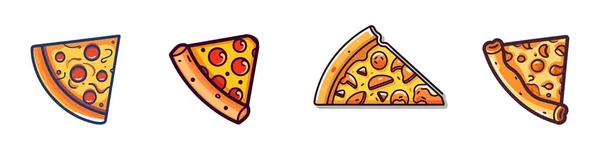 Conjunto Logotipos Pizzería Colección Diferentes Logotipos Con Rebanadas Pizza Inscripciones — Vector de stock