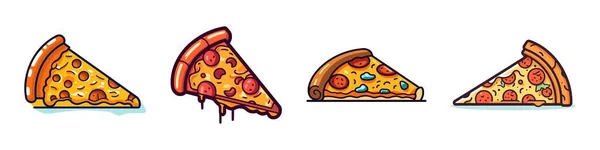 Zestaw Logotypów Pizzerii Kolekcja Różnych Logo Plastrami Pizzy Napisami — Wektor stockowy