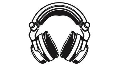 Vektör kulaklık simgesi. Modern degrade arka plan üzerinde izole siyah sembol siluet.