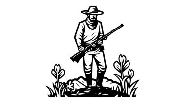 Avlanma ve balıkçılık ikonu, logo. Beyaz arkaplanda vektör illüstrasyonu