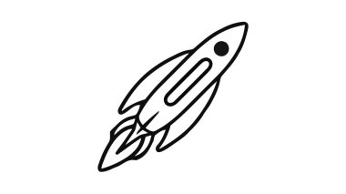 Roket vektör simgesi, beyaz arkaplanda logo.