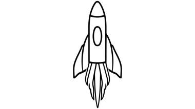 Roket vektör simgesi, beyaz arkaplanda logo.