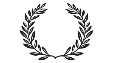 Laurel çelengi, heraldik element, vektör simgesi, beyaz arkaplanda logo.