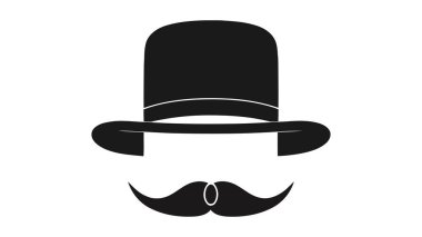 Bıyık ve şapka ikonu. İtalya bıyık vektör simgesinin basit gösterimi.