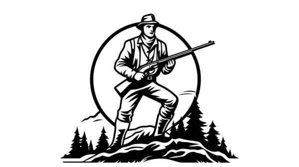 Ikone Der Jagd Und Fischerei Logo Vektorabbildung Auf Weißem Hintergrund — Stockvektor