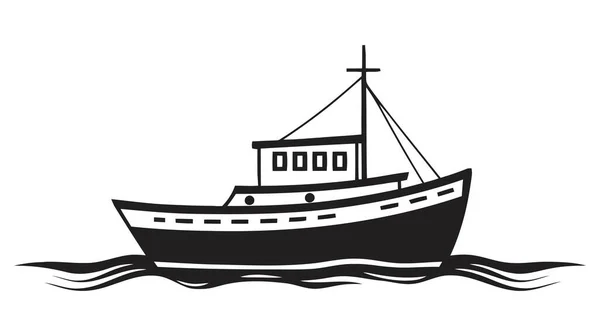 Logo Della Nave Icona Illustrazione Vettoriale Isolata Sfondo Bianco — Vettoriale Stock