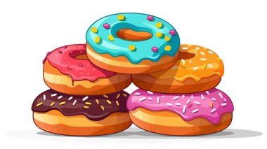 Çörekler. Çörek vektörü beyaz arkaplanda izole edildi.