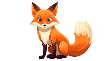 Şirin tilki çizgi filmi. Vektör illüstrasyonu beyazda izole edildi.