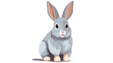 Beyaz arka plan üzerinde izole karikatür mutlu tavşan.