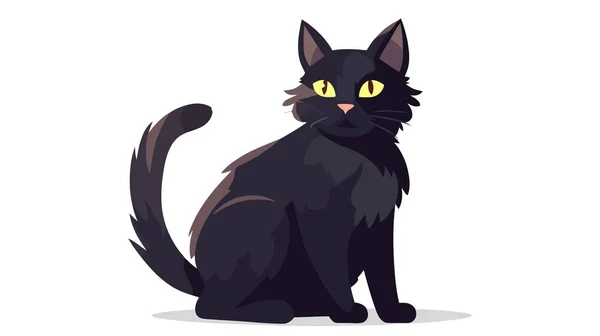 Vektorová Ilustrace Roztomilé Černé Kočky Žlutýma Očima — Stockový vektor