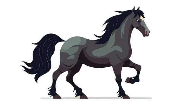 Ilustração Vetorial Cavalo Preto Isolado Fundo Branco — Vetor de Stock