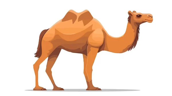 Camelo Dos Desenhos Animados Estilo Plano Isolado Fundo Branco —  Vetores de Stock