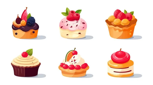 Déposer Les Cupcakes Sur Fond Blanc Illustration Vectorielle — Image vectorielle
