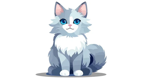 Roztomilý Vektor Šedá Kočka Izolované Bílém Pozadí — Stockový vektor