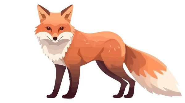 Cute Fox Cartoon Vector Illustration Isolated White — Stock Vector