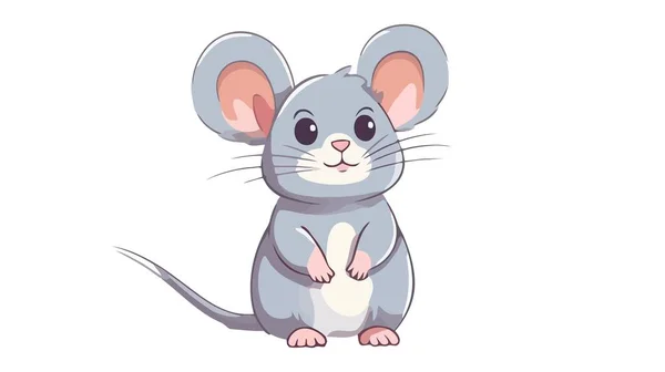 Χαριτωμένο Ποντίκι Κινουμένων Σχεδίων Διανυσματική Απεικόνιση Λευκό Φόντο — Διανυσματικό Αρχείο