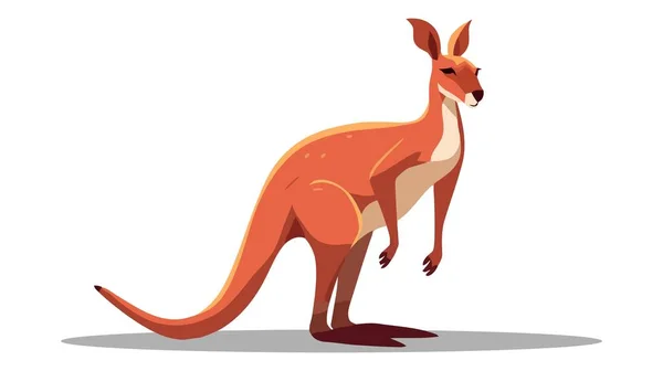 Beyaz Arka Planda Düz Bir Kanguru — Stok Vektör