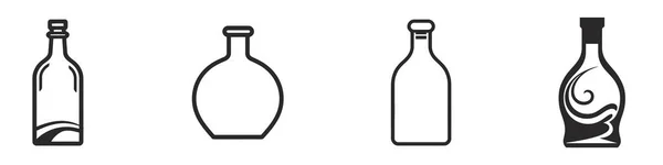 Bestandsvektorillustration Einer Reihe Von Flaschen Auf Weißem Hintergrund — Stockvektor