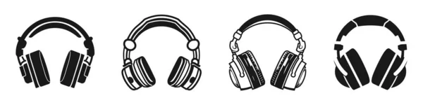 Набір Навушників Чорна Ізольована Піктограма Векторні Ілюстрації Навушників — стоковий вектор